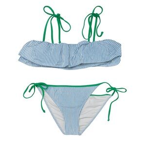 J.Crew Seersucker Ruffle Bikini Set